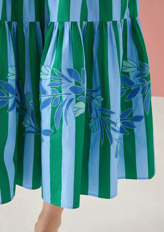 Alivia Gianna Dress, Parasol Stripe Green Blue