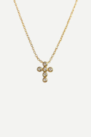 Allison Avery Baby Cross Necklace, Gold/Diamond Allison Avery