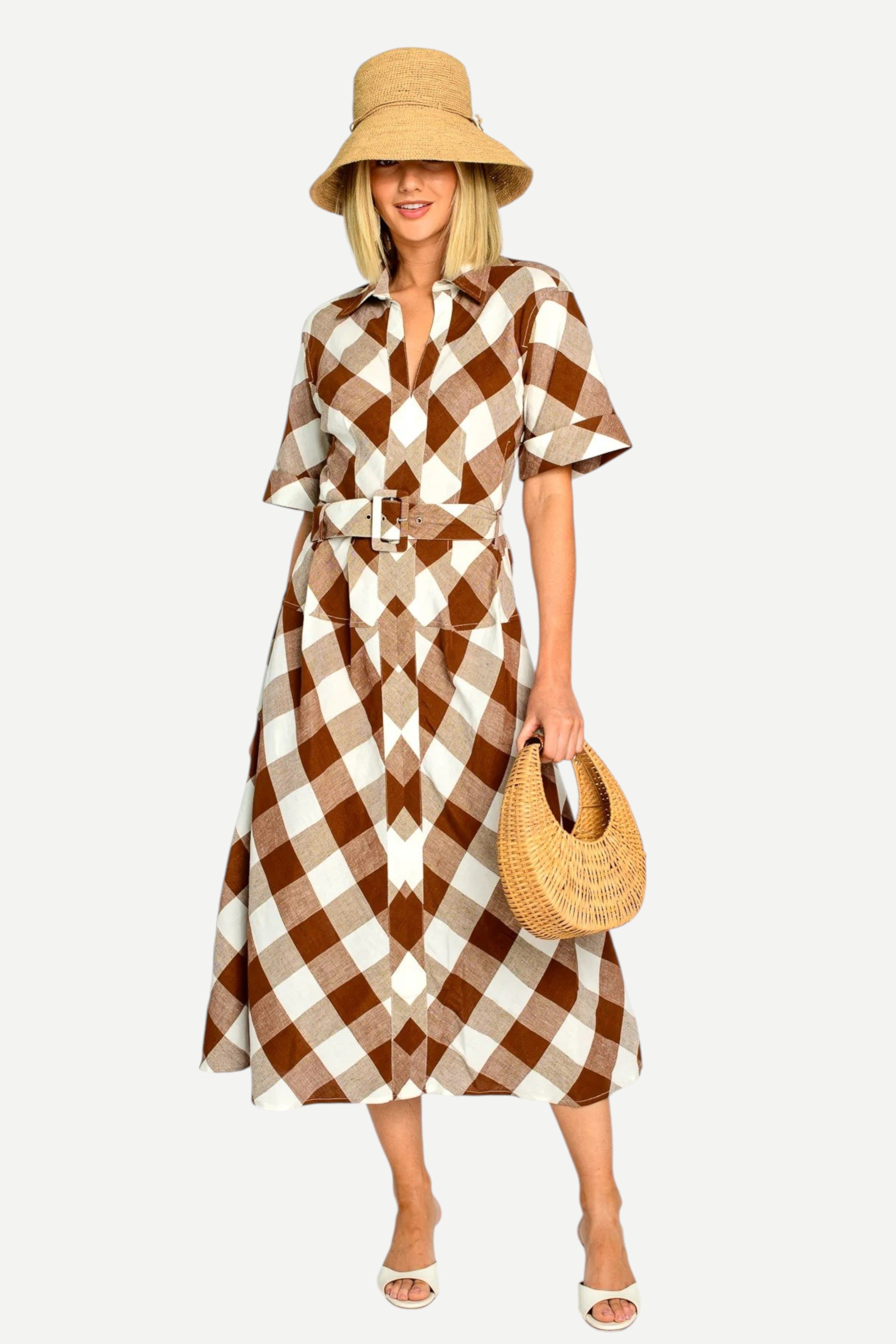 Chestnut Gingham Gather Dress 3〜4歳 Chestnut Gingham Gather Dress | Organic Zoo