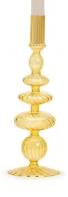 Two's Company Hand Blown Glass Candleholder, Yellow TWO'S COMPANY