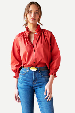 Finley Fiona Shirt Solid Silky Poplin, Cinnamon