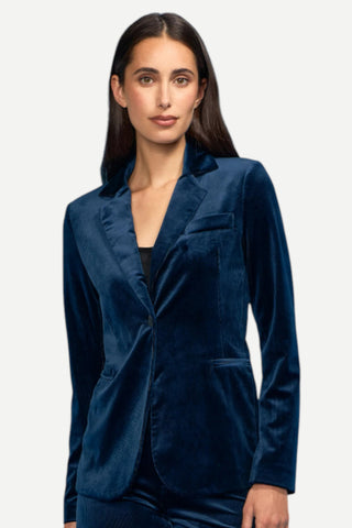 Oo La La One Button Corduroy/Velvet Blazer, Midnight
