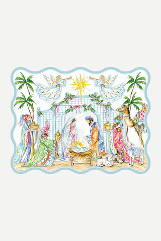 Rosanne Beck Collections Posh Die-Cut Placemat, Handpainted Nativity Scene