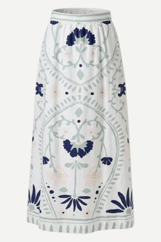 Cleobella Juliet Ankle Skirt, Liliana Blue Surf Print CLEOBELLA