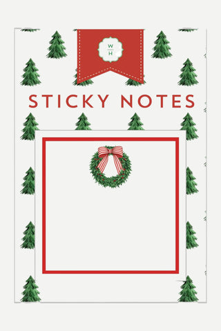 WH Hostess Wreath with Striped Bow Single Sticky Notes, 50