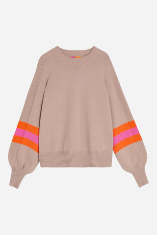 Vilagallo Balloon Stripe Sleeve Top, Neon