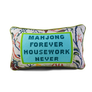 Furbish Mahjong Forever, Needlepoint Pillow