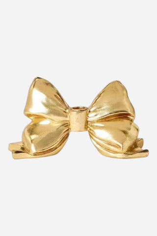 Two's Company Large Gold Bow Taper Candleholder