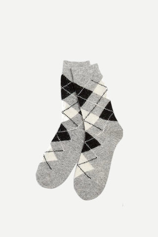 Two's Company Argyle Crew Socks, Grey
