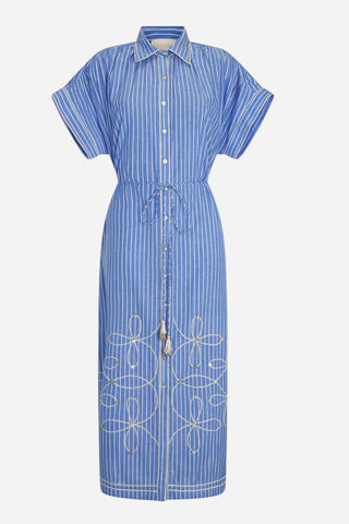 Carolina K, Valerie Kaftan Dress, Blue Stripes