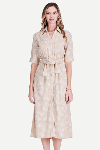 Jade Split Collar Maxi Shirt Dress, Oats JADE