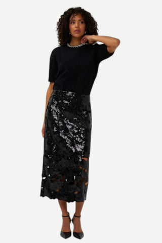 Esqualo Sequin Skirt, Black