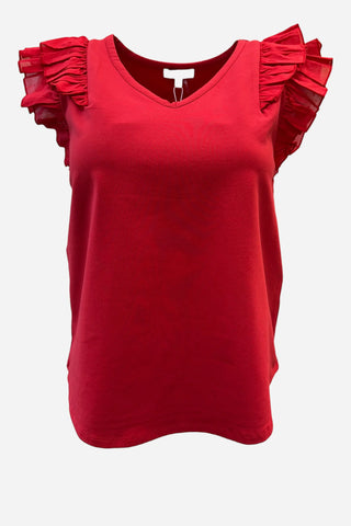 Tyler Boe Emmerson Ruffle Tee, Salsa Tyler Boe