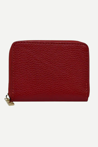 German Fuentes Leather Mini Zip Wallet, Red