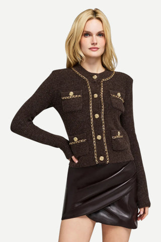 Generation LOVE Selma Chain Cardigan, Brown