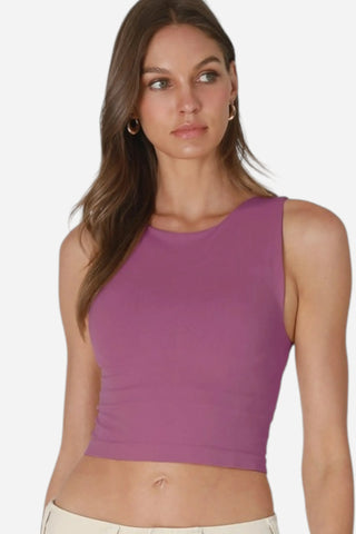 Nikibiki Clean Line Crew Neck Crop Top, Mulberry
