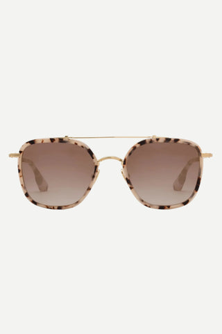 Krewe Austin Sunglasses, 24K Titanium + Matte Oyster Mirrored Krewe