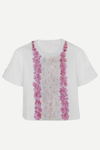 Pamela Stevenson Floral Cropped T Shirt, White Pamela Stevenson