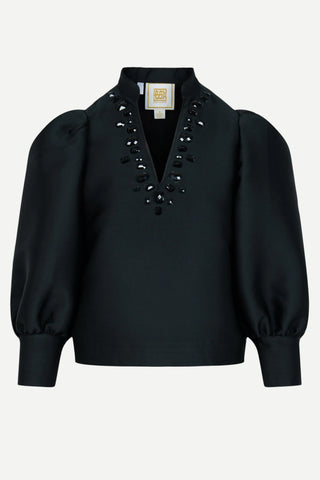 Emily McCarthy Hampton Top, Midnight Poly Silk Emily McCarthy