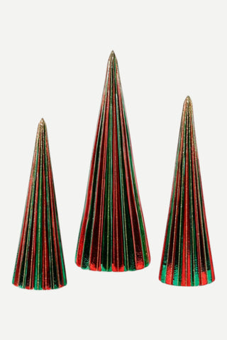 Zodax Green & Red Holiday Glass Tree Set (3 Assorted)