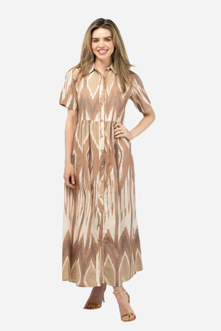 Beau & Ro Elle Maxi Dress, Brown Ikat