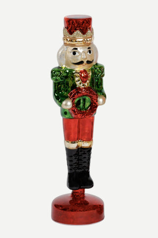 Zodax LED Glass Nutcracker Soldier, Green
