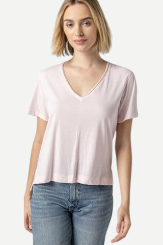 Lilla P Easy Short Sleeve V Neck, Blush