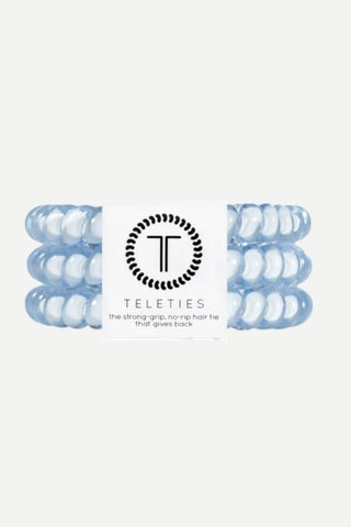 Teleties Spiral Hair Coil, Large, Washed Denim Hair Ties TELETIES