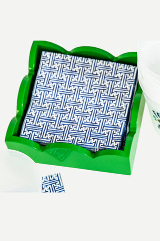 WH Hostess Lacquer Scalloped Napkin Holder, Green WH Hostess