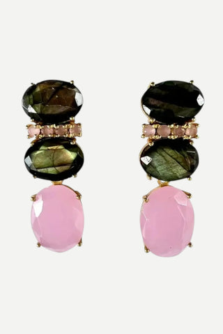 Allie Beads Lucy Gemstone Earrings, Pink