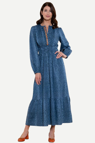 Sheridan French Eloise Dress Long Sleeve - Lapis Cheetah