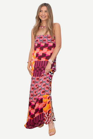La Vida Riley The Emory, Strapless Dress in Geo Pop