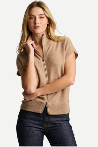 Lisa Todd Pure Zip Sweater, Biscuit Cashmere