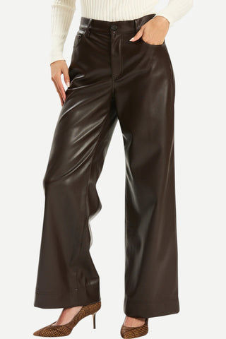 Tyler Boe Scottie Pleather Pant, Dark Brown