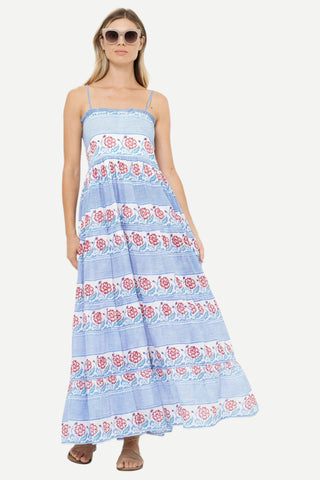Oliphant Smocked Back Maxi, Borrego Navy