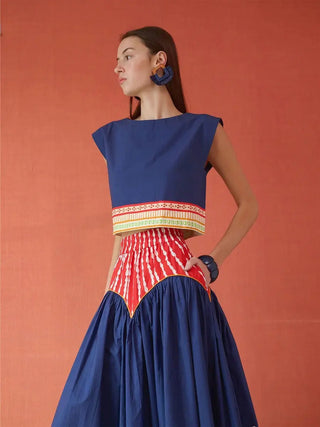Brooks Ave Walker Boxy Crop Top, Painter's Garden Navy