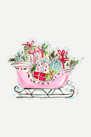 Rosanne Beck Collections Small Acrylic Art, Handpainted Pink Sleigh