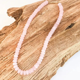 Virtue Jewelry Design Rondelle Gemstone Layering Necklace 18”, Blush