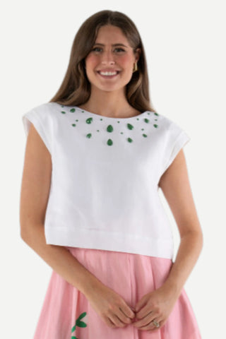 Emily McCarthy Hatti Tank Top, Lucent White Linen Emily McCarthy