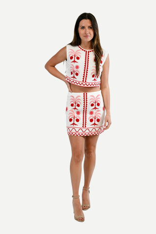 Victoria Dunn Maura Mini Skirt, Coral Grove