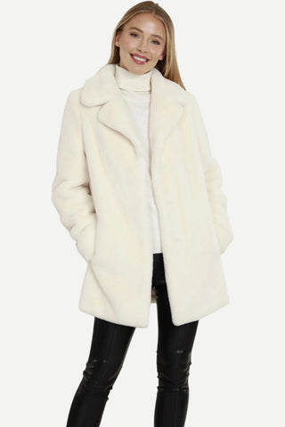 Dolce Cabo Faux Fur Coat, Ivory