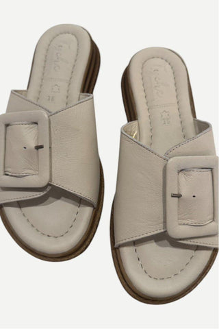 Tyche Monroe Leather Sandals, Cream
