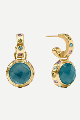 Julie Vos Rainbow Hoop & Charm Earring, Iridescent Montana Blue
