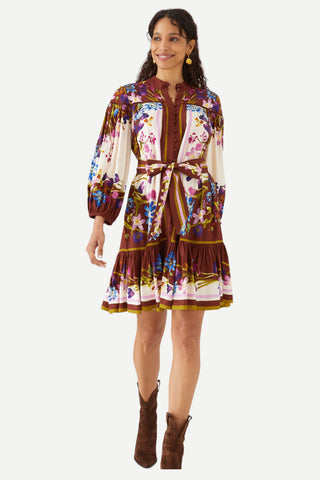 Alivia Lorianne Dress, Ivory/Cinnamon