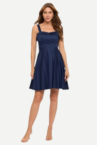 Eva Rose Fold Tie Back Dress w/ Pocket, Navy Eva Rose
