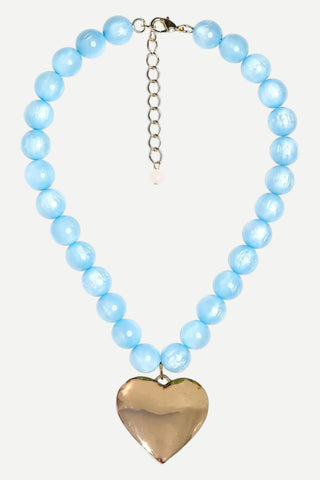 Lisi Lerch Dottie Heart Acrylic Necklace, Light Blue