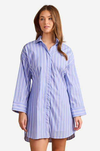 Thomas & Lourdes Parker Dress, Aegean Blue Stripes Thomas & Lourdes