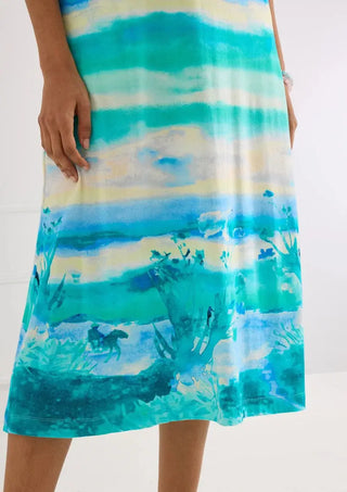 Alivia The Charise T-Shirt Dress, Aqua Watercolor Whisper Alivia