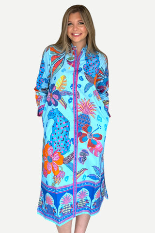 Maude Eliza Long Dress, Azure Safari Maude