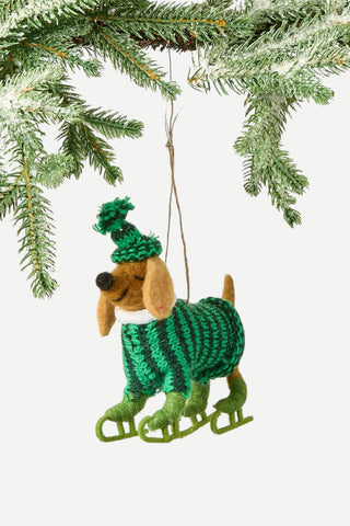 Twos Company, Deck The Paws Dog Christmas Ornament, Green Sweater